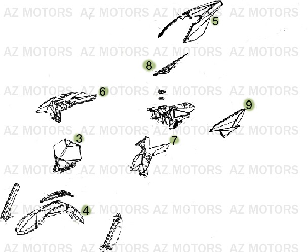[2010]KIT 7 PLASTIQUES RR 4T 400 450 520 BETA KIT CARENAGES RR4T